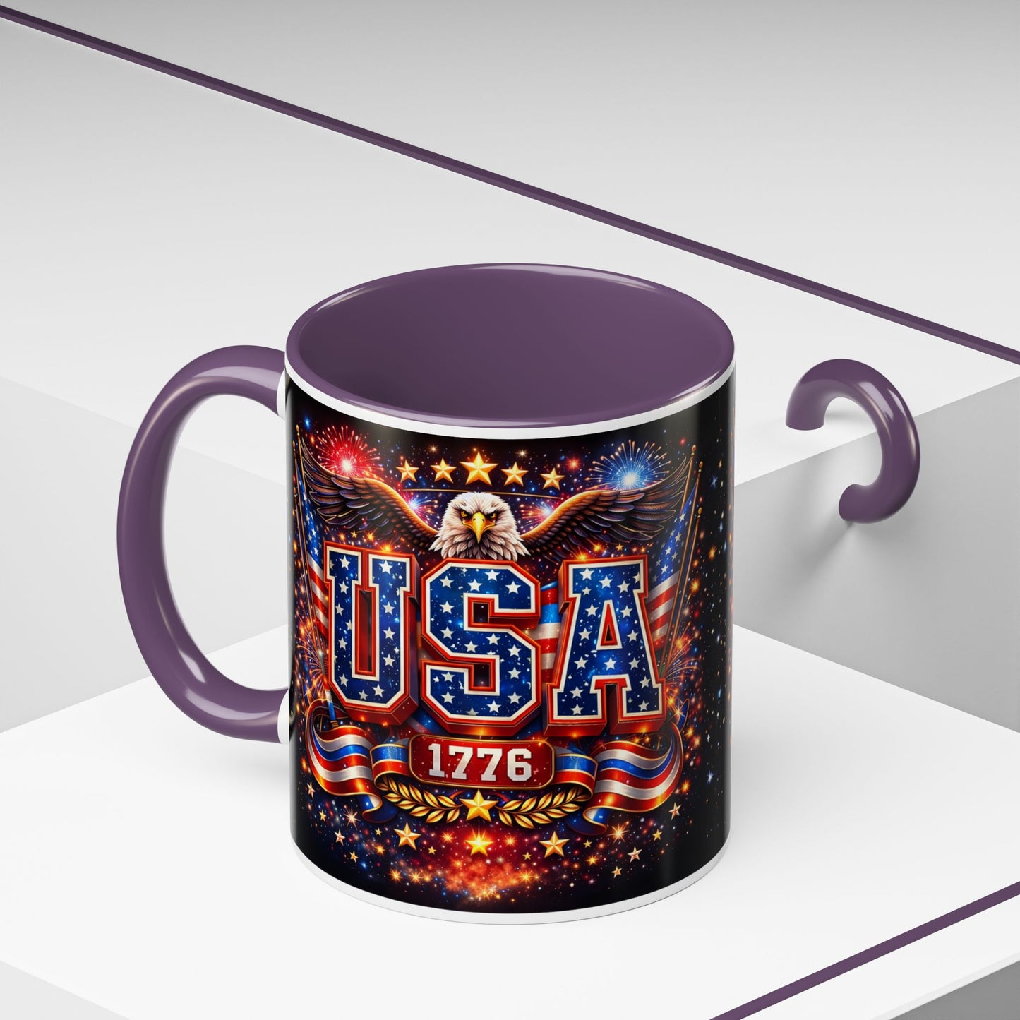 USA Eagle Coffee Mug – Patriotic 1776 Accent Mug (11/15oz)