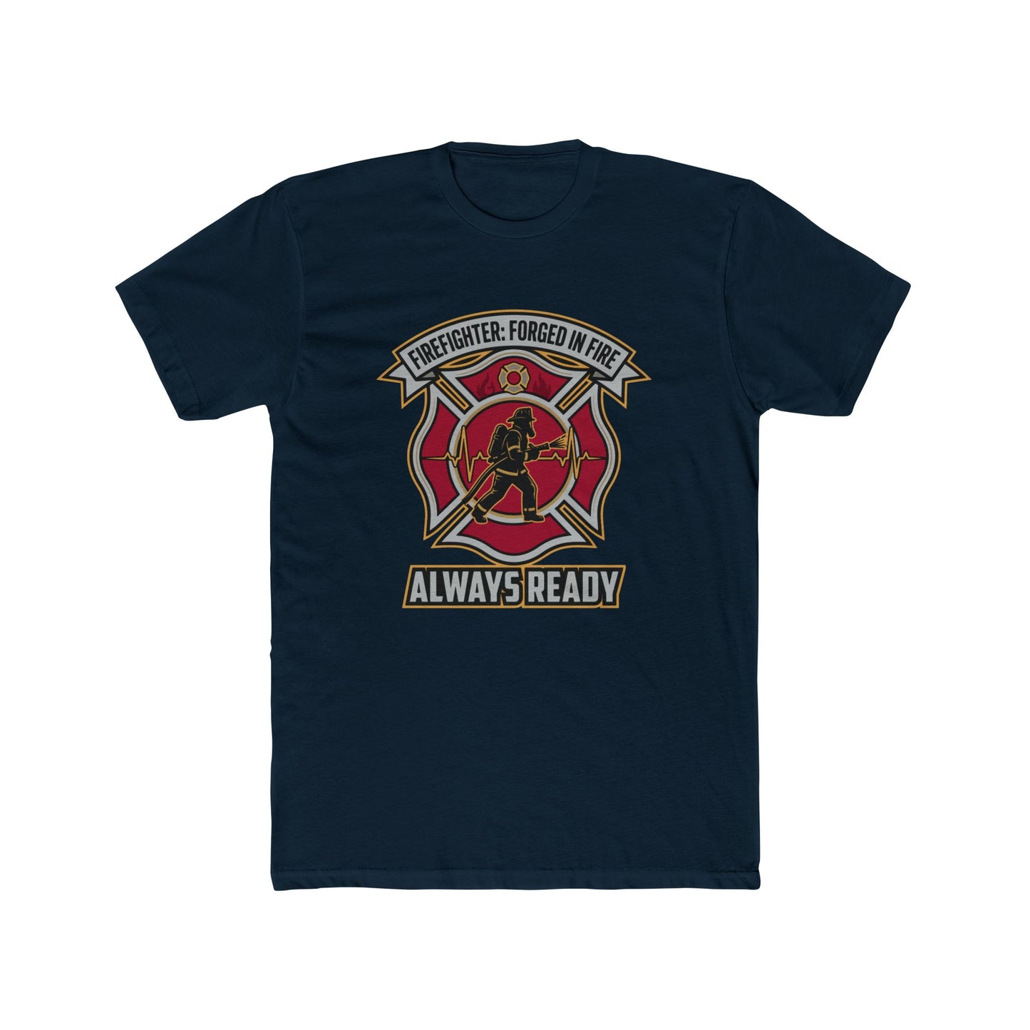 Firefighter Maltese Cross T‑Shirt — "Always Ready" Crew Tee