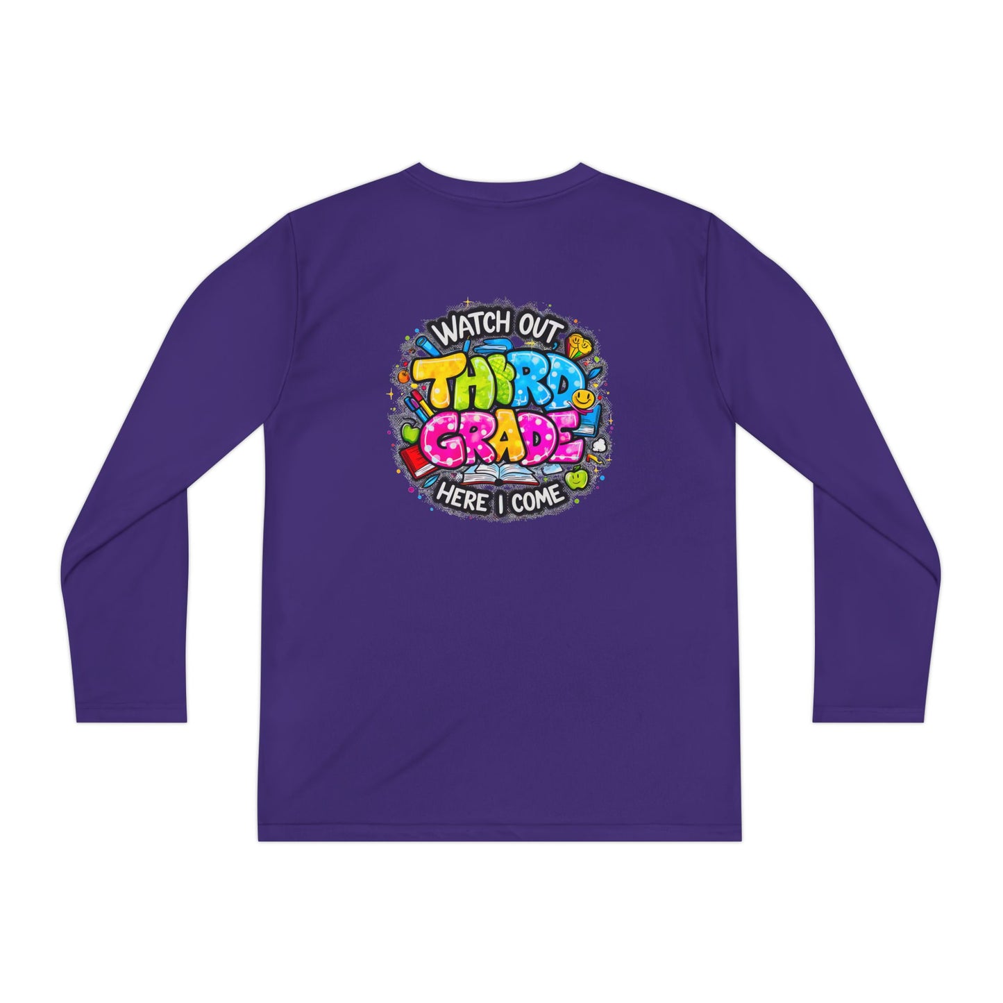 Youth Long Sleeve Tee — "Watch Out Third Grade Here I Come" Back-to-School Shirt