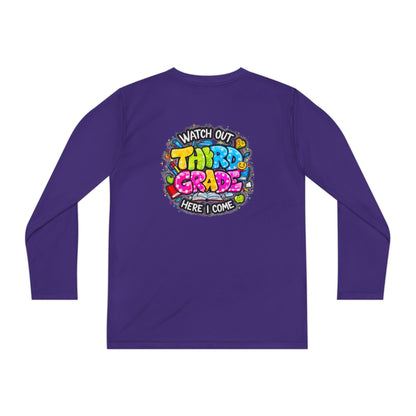 Youth Long Sleeve Tee — "Watch Out Third Grade Here I Come" Back-to-School Shirt