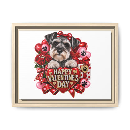 Valentine’s Day Schnauzer Framed Canvas