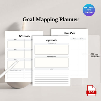 Goal Mapping Planner Printable | Vision to Action Goal Setting & Productivity System
