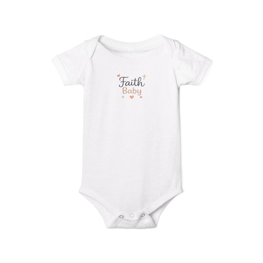 Faith Baby Infant Bodysuit – Cute Religious Baby One-Piece with Hearts
