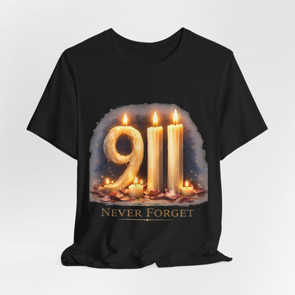 9/11 Never Forget T-Shirt – Memorial Candle Tribute Tee