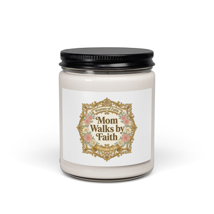 Mom Walks by Faith Candle | Soy Jar, minimalist mom life, retro type