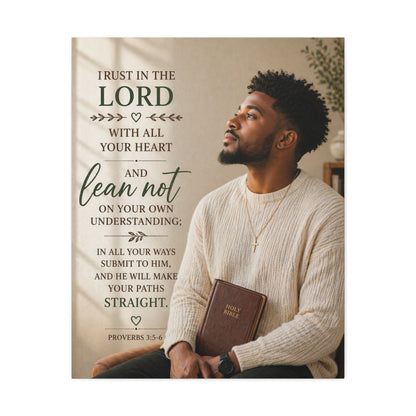 Stretched Canvas — "Trust in the Lord" Inspirational Bible Verse Wall Art (Proverbs 3:5-6)