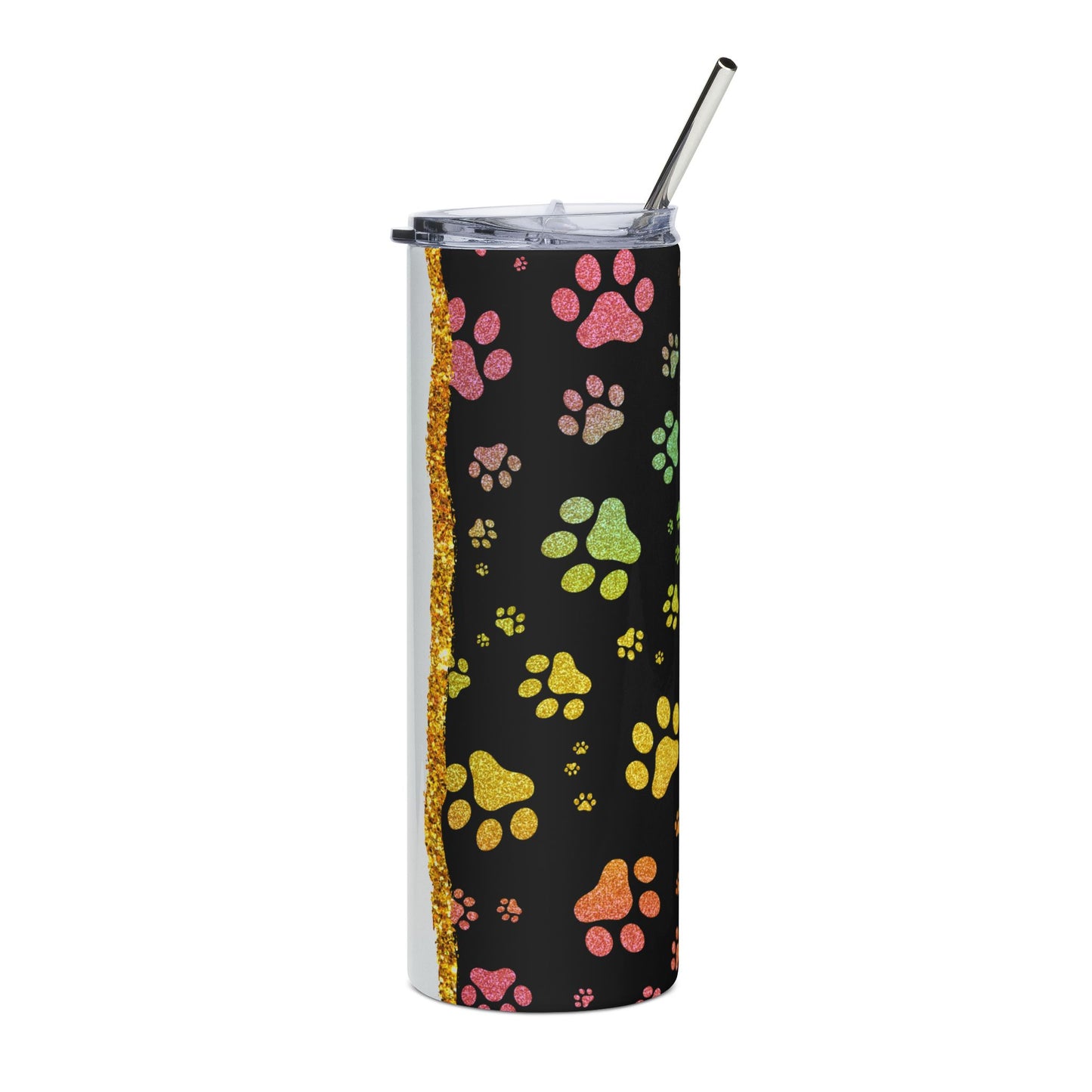 Paw Print Stainless Steel Tumbler — 20oz Pawprint Travel Cup