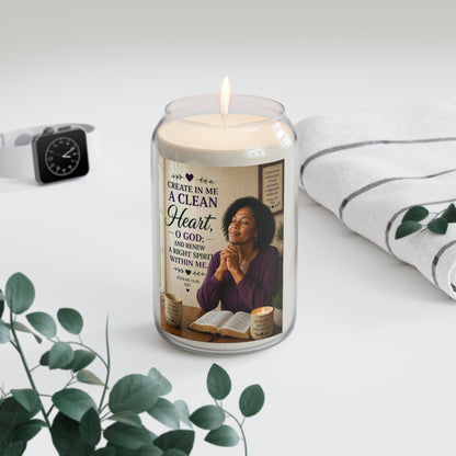 Soy Prayer Candle — “Create in Me a Clean Heart” Inspirational Scented Candle (13.75 oz)