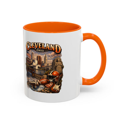 Cleveland Ohio Vintage Football Accent Coffee Mug (11/15oz)