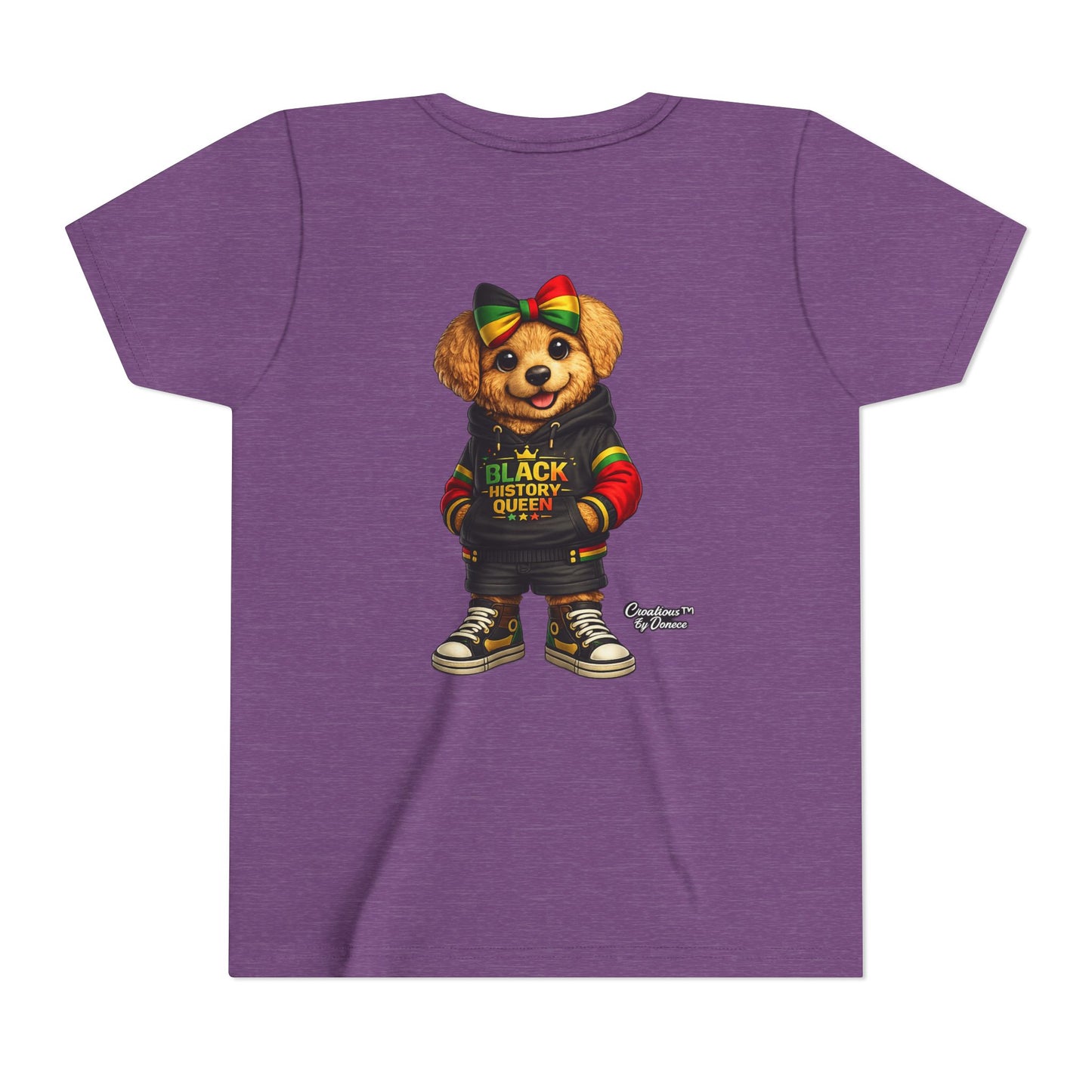 Youth Tee — Black History Queen Bear Graphic T-Shirt