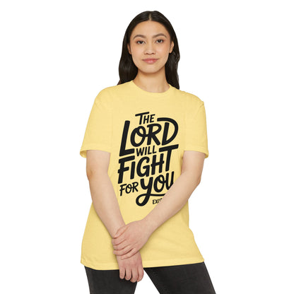 The Lord Will Fight For You T-Shirt — Inspirational Christian Scripture Tee (Exodus 14:14)