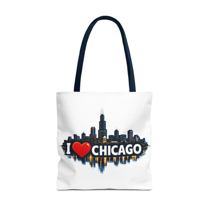 I  Chicago Skyline Tote Bag — Cityscape Reversible All-Over Print Tote