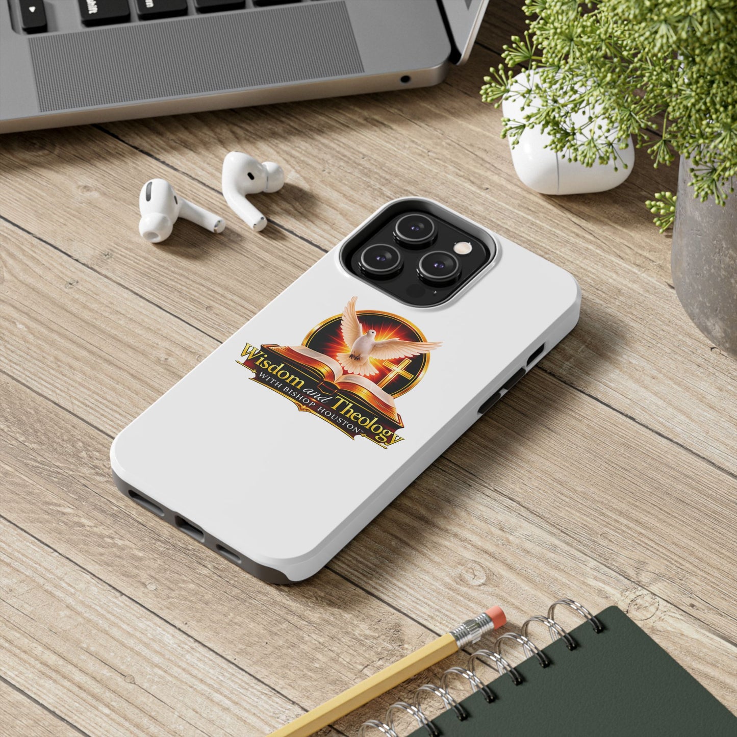 Wisdom and Theology Tough Phone Case — Christian Dove & Cross Design