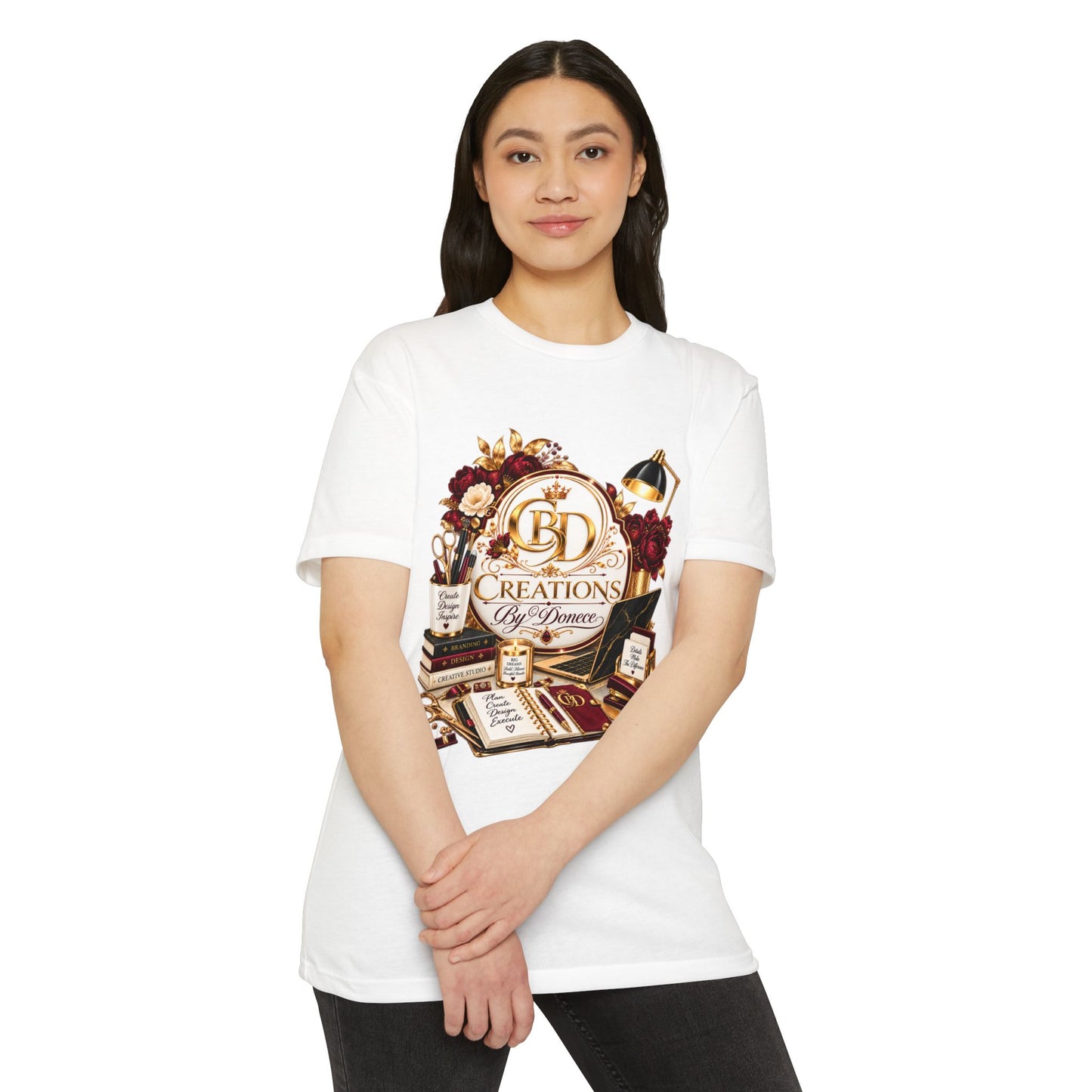 Creations by D’Donne Logo T‑Shirt — Vintage Book & Desk Design