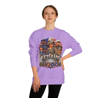 Veterans Tribute Sweatshirt — Patriotic Military Emblems & Eagle Crewneck