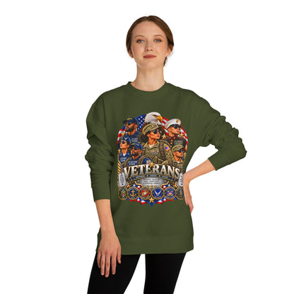 Veterans Tribute Sweatshirt — Patriotic Military Emblems & Eagle Crewneck