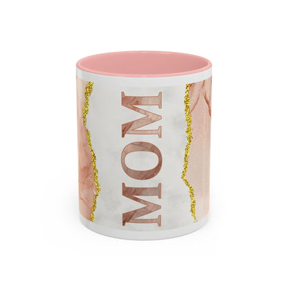 Mom Marble Accent Coffee Mug — Rose Gold & Gold Vein 11/15oz Gift