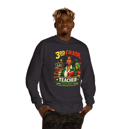 3rd Grade Teacher Sweatshirt – Inspiring Black Excellence Teacher Gift