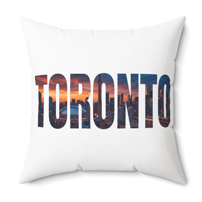 Toronto Skyline Throw Pillow — City Name Photo-Print Accent Pillow
