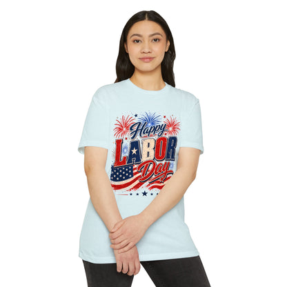 Labor Day T-Shirt — "Happy Labor Day" Patriotic Fireworks Tee