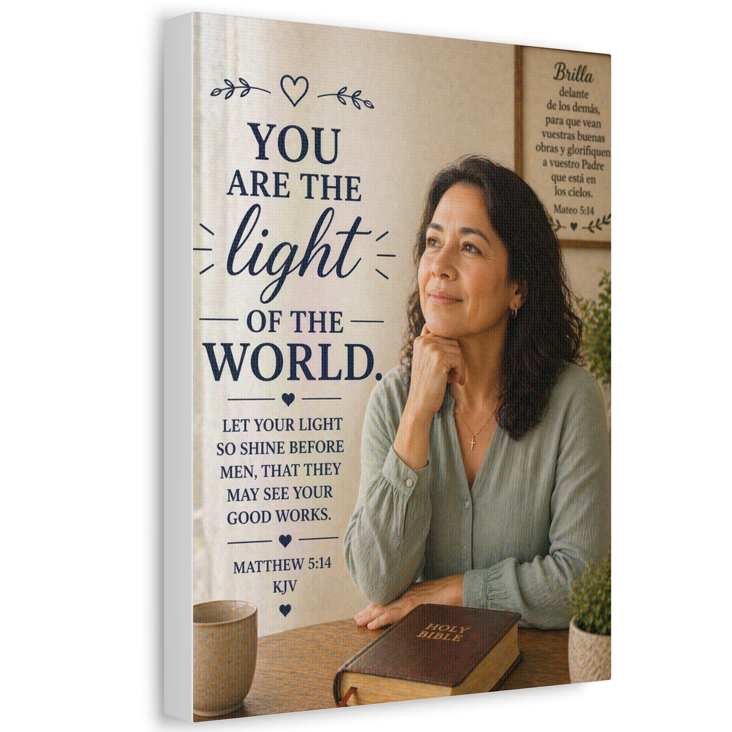 Stretched Canvas - "You Are the Light of the World" Inspirational Scripture Wall Art (Matthew 5:14, KJV)