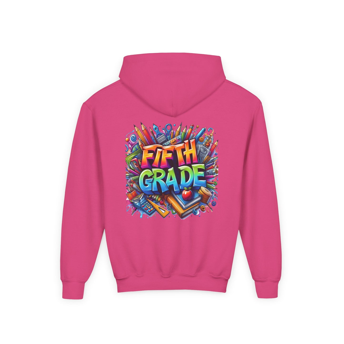 Fifth Grade Kids Hoodie - Colorful School Supplies Back-to-School Sweatshirt