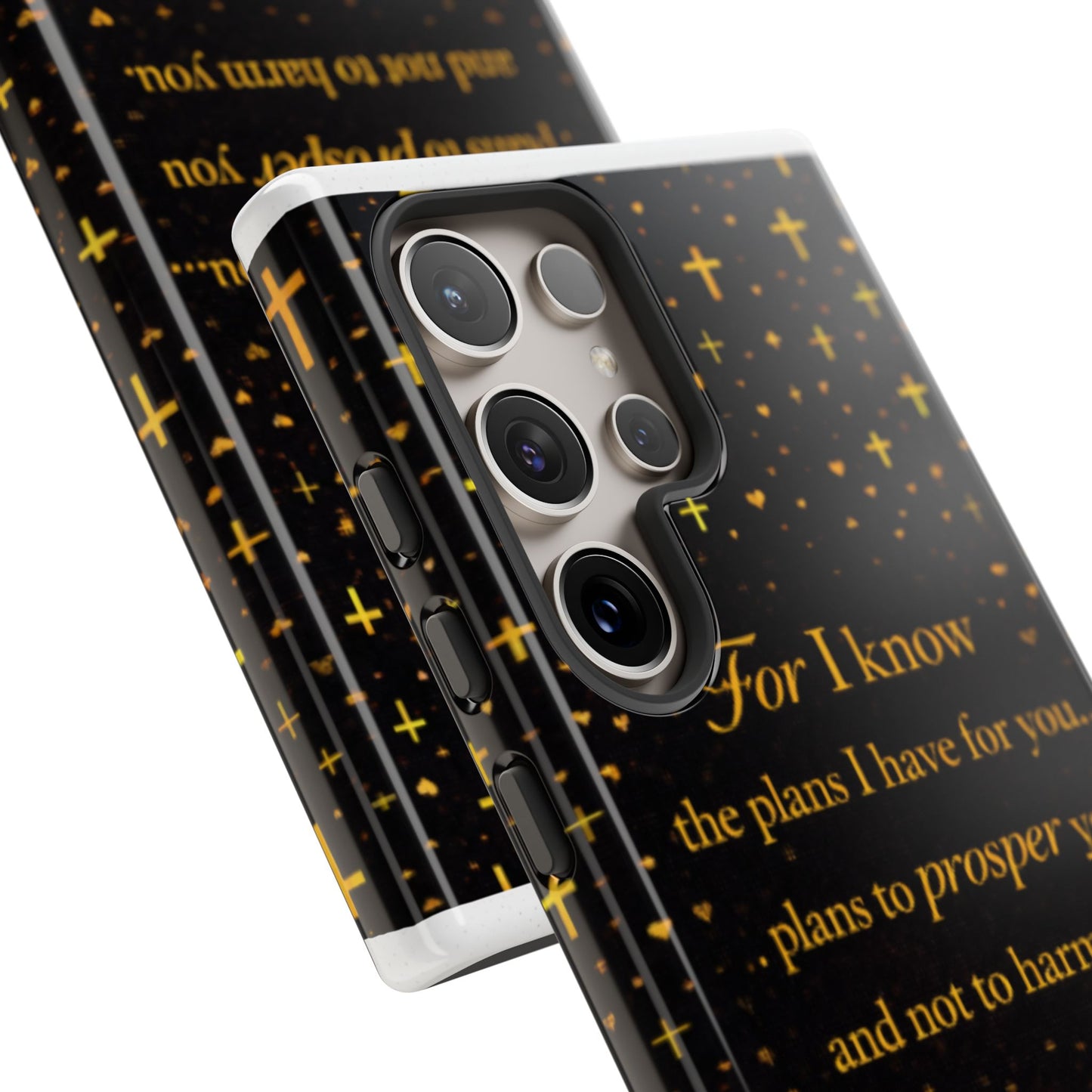 Phone Case — "For I Know" Jeremiah 29:11 Gold Cross Christian Tough Case