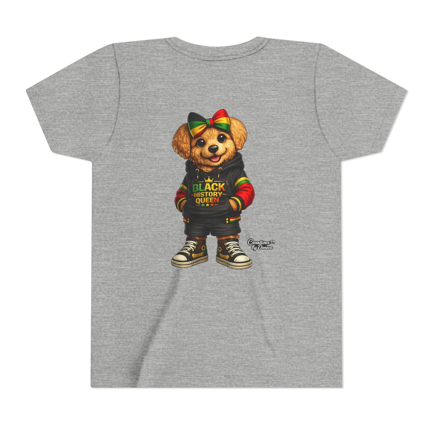 Youth Tee — Black History Queen Bear Graphic T-Shirt