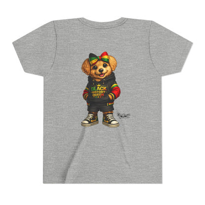 Youth Tee — Black History Queen Bear Graphic T-Shirt
