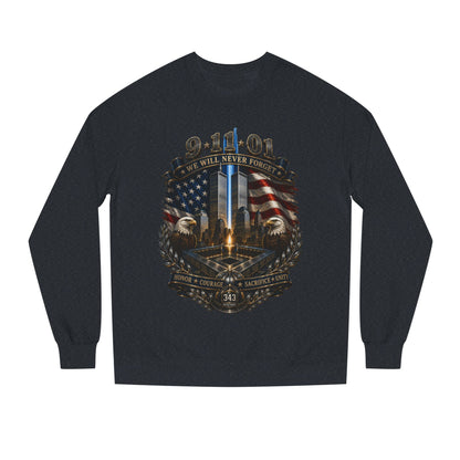 9/11 Memorial Sweatshirt — "We Will Never Forget" Tribute Crewneck