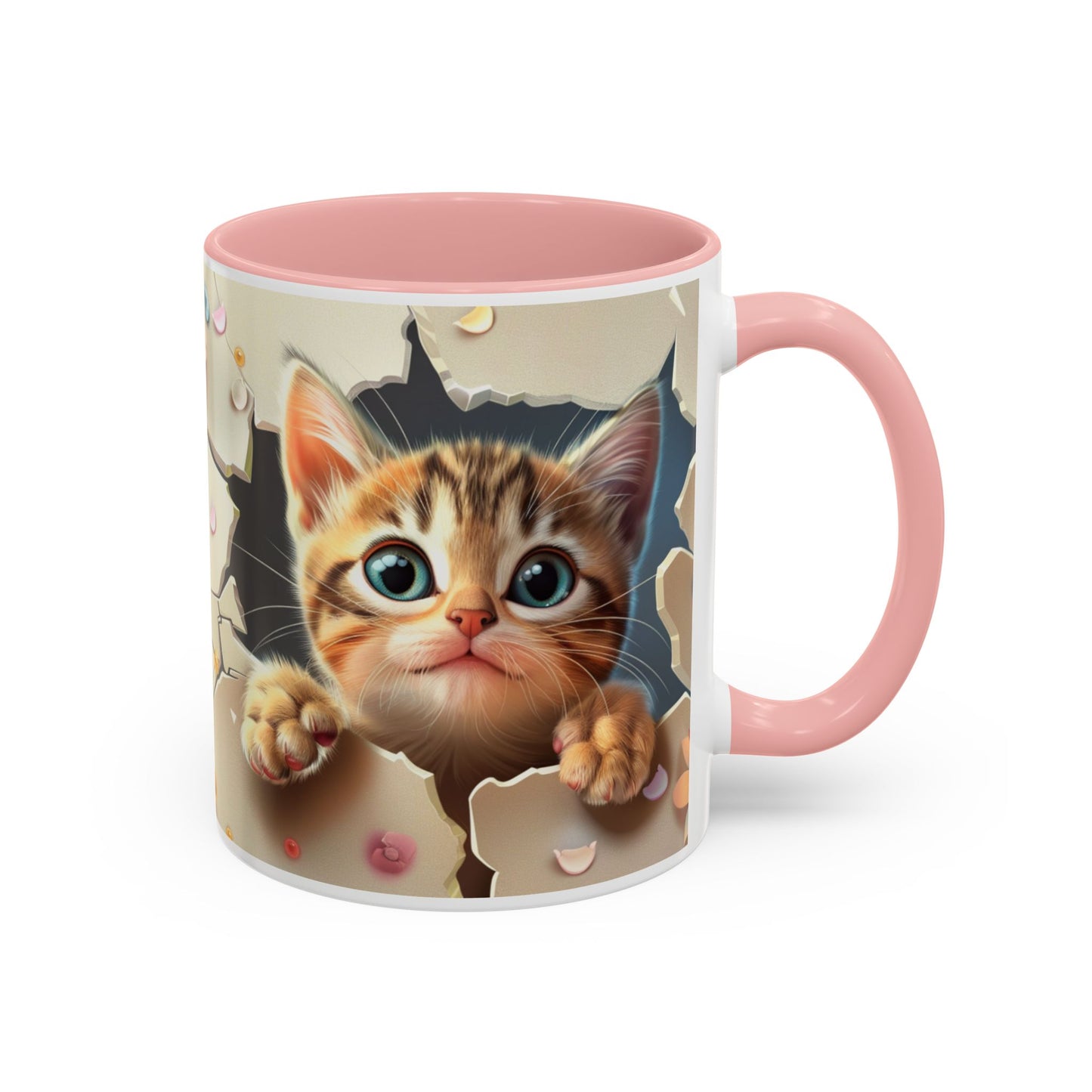 Cute Peekaboo Kitten Accent Coffee Mug — Cat Lover Gift (11/15oz)