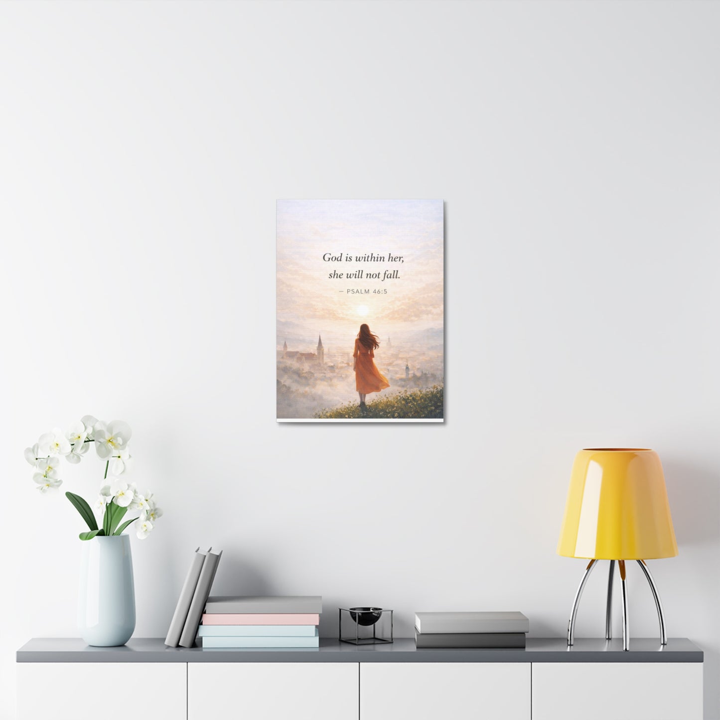 Canvas Wall Art — "God is within her, she will not fall. (Psalm 46:5)"