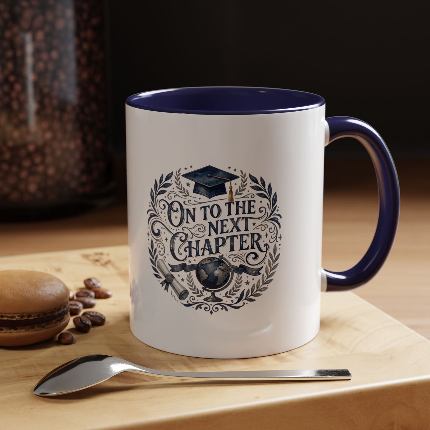 Graduation Coffee Mug — "On to the Next Chapter" Ceramic Accent Mug
