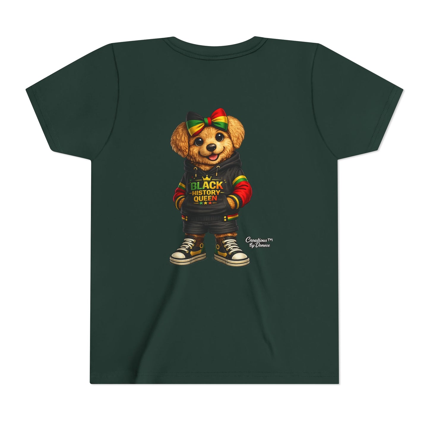 Youth Tee — Black History Queen Bear Graphic T-Shirt