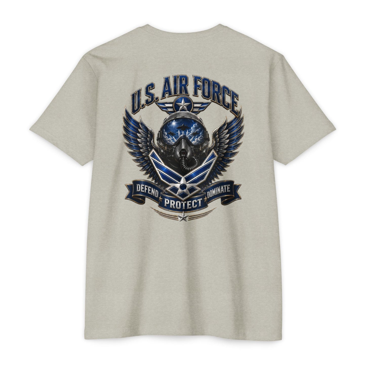 U.S. Air Force Skull Wings T-Shirt — Defend Protect Dominate Military Tee