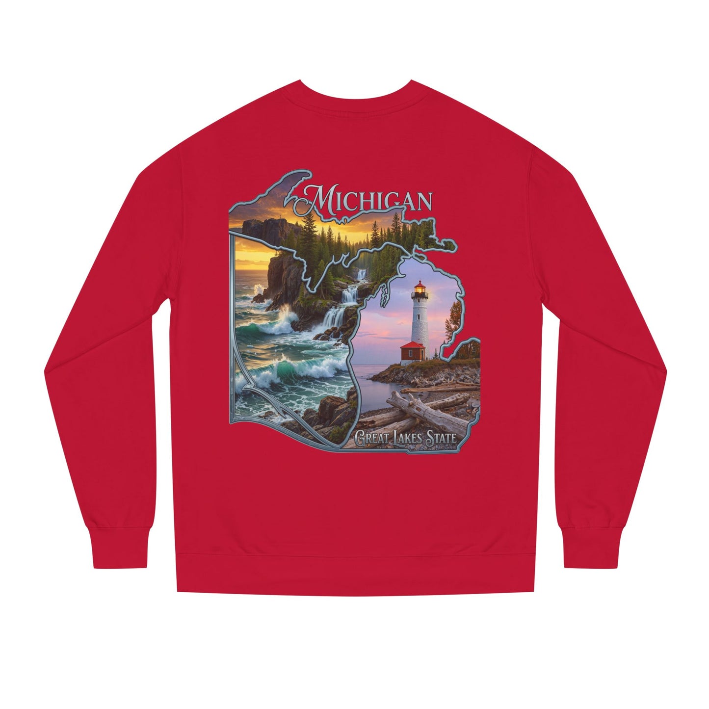 Michigan Lakes State Sweatshirt — Lighthouse & Great Lakes Scenic Pullover