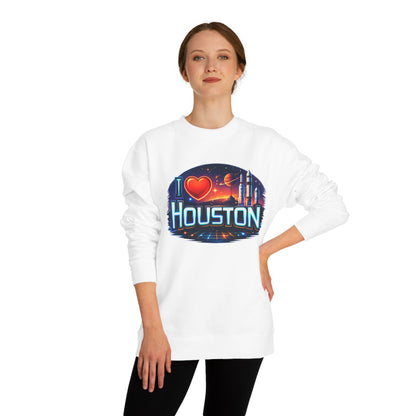 I Heart Houston Crewneck Sweatshirt — Retro Space City Graphic