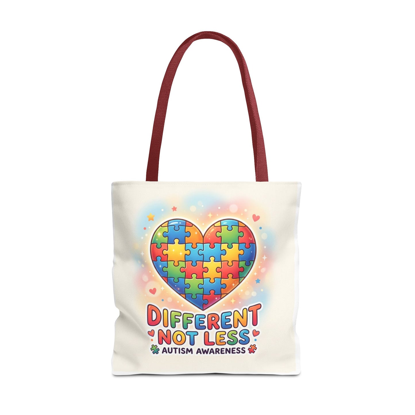 Autism Awareness Tote Bag — "Different Not Less" Puzzle Heart Design