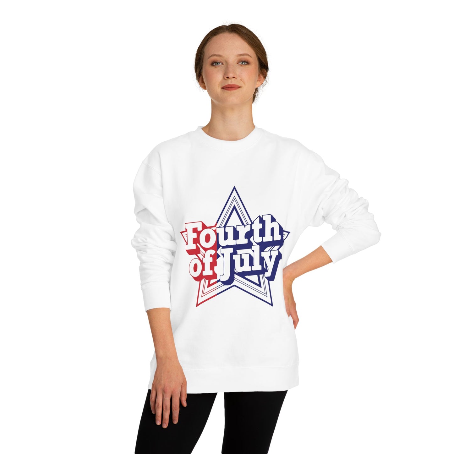 Fourth of July Star Sweatshirt — Patriotic Red White Blue Crewneck