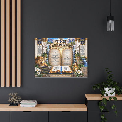 Ten Commandments Scripture Canvas Wall Art — Inspirational Christian Home Decor