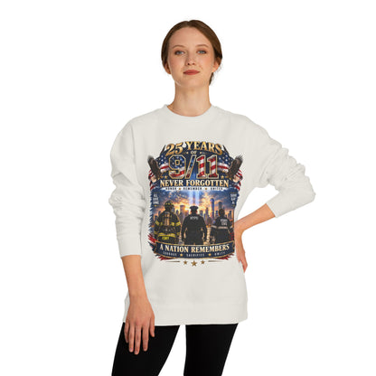 9/11 Never Forgotten Crewneck Sweatshirt — 25 Years Memorial Tribute