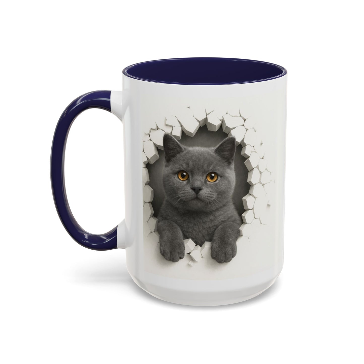Peekaboo Grey Cat Accent Coffee Mug – Cute 11/15oz Cat Lover Gift