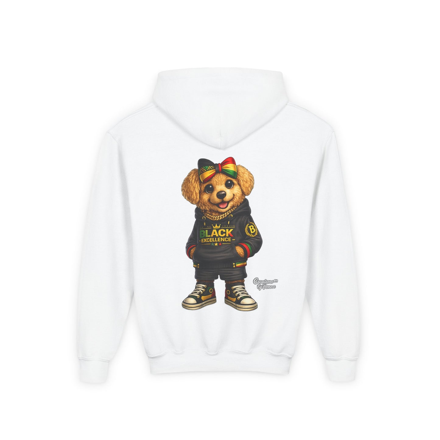 Youth Hoodie — Black Excellence Bear Graphic Sweatshirt (Kids)