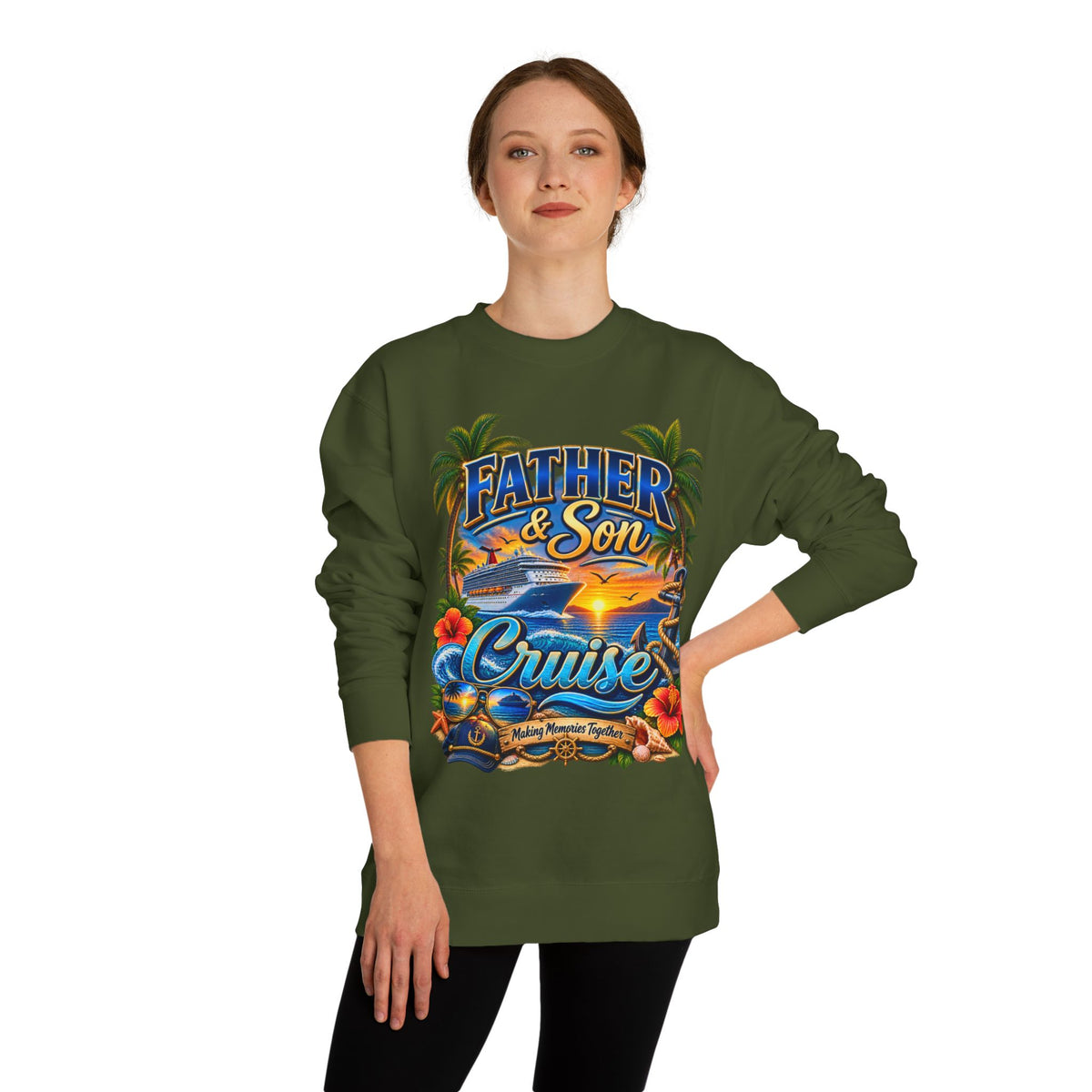 Father & Son Cruise Sweatshirt – Tropical Beach Boat Design