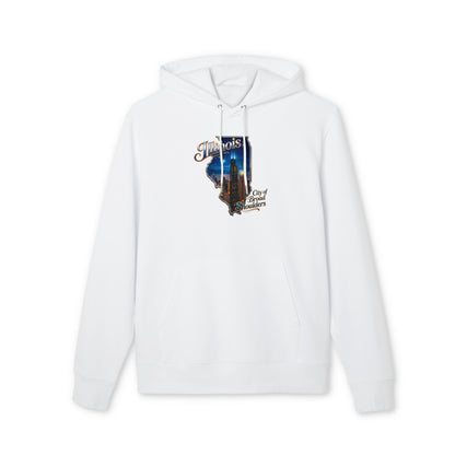 Illinois Skyline Hoodie — "City of Broad Shoulders" Retro State Map