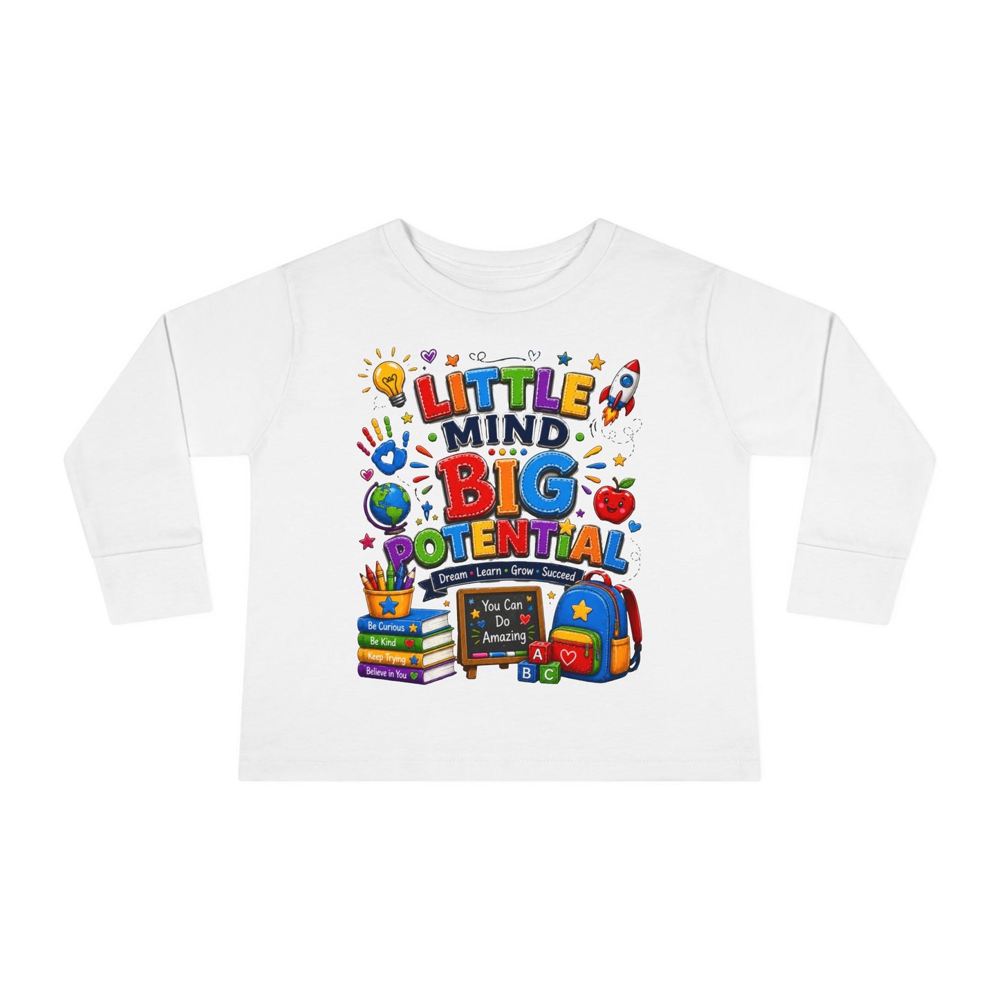 Toddler Tee — "Little Mind Big Potential" Back-to-School Long Sleeve