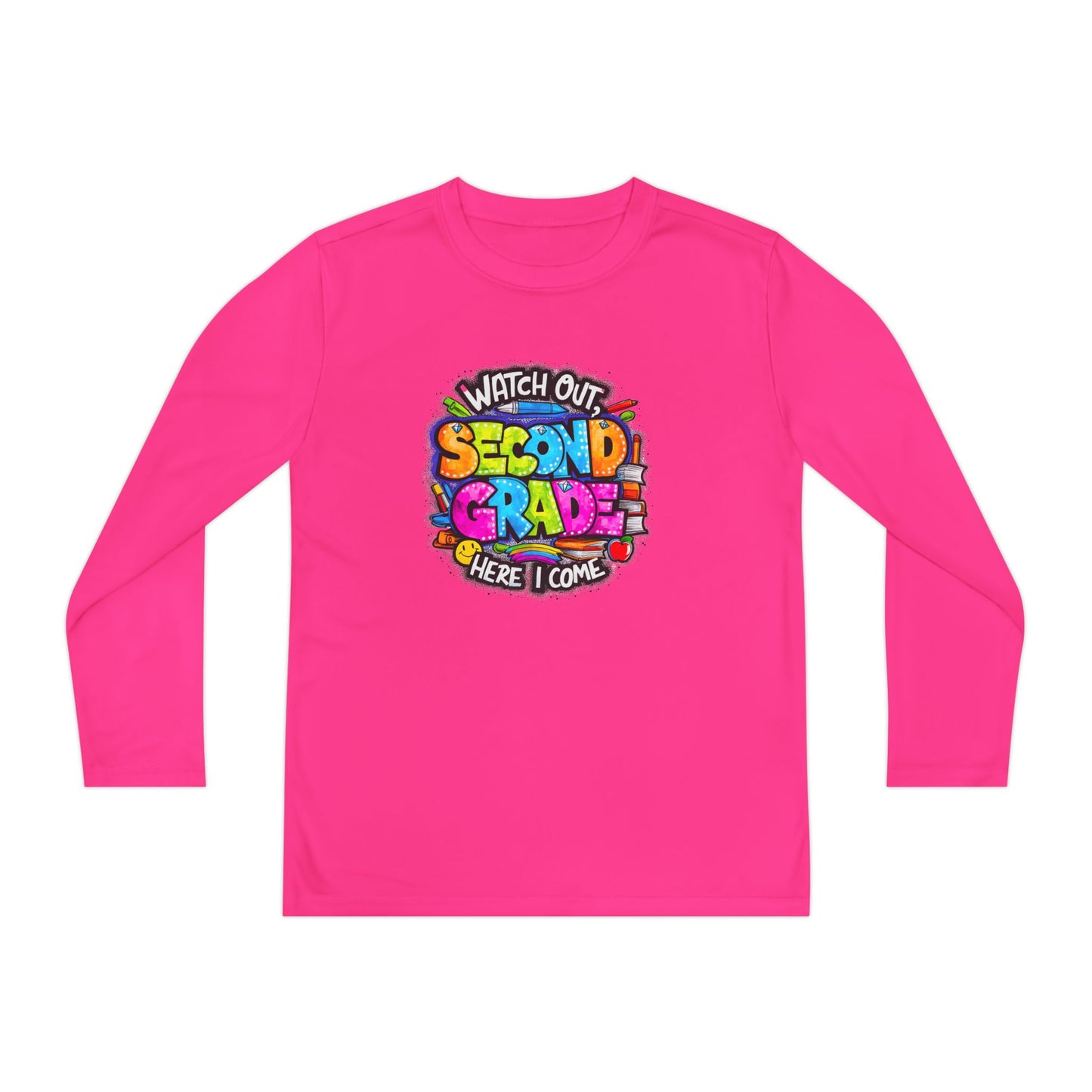 Second Grade Long Sleeve Tee — "Watch Out Second Grade Here I Come" Youth Shirt