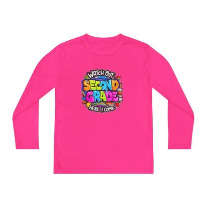 Second Grade Long Sleeve Tee — "Watch Out Second Grade Here I Come" Youth Shirt