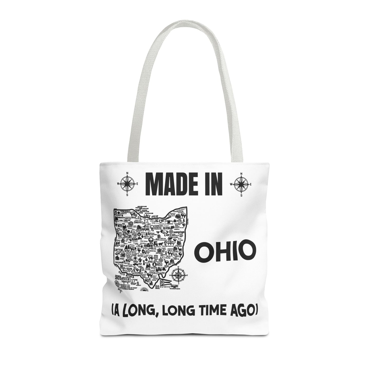 Made in Ohio Tote Bag — Vintage Map Design "A Long, Long Time Ago"