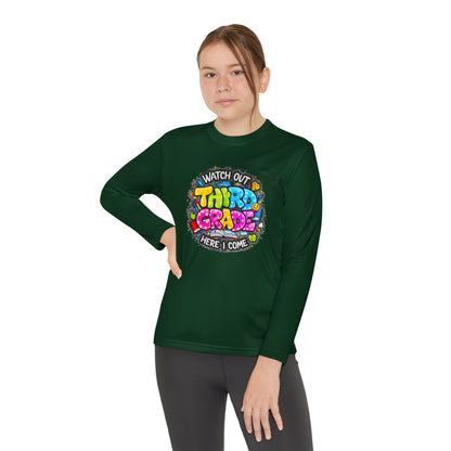 Youth Long Sleeve Tee — "Watch Out Third Grade Here I Come" Back-to-School Shirt